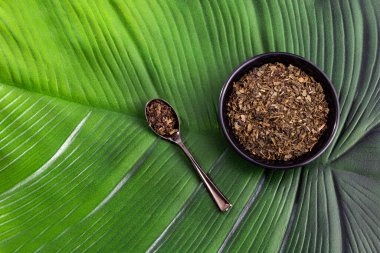 Kavanozda kurumuş yeşil çay - Kamelya sinensis