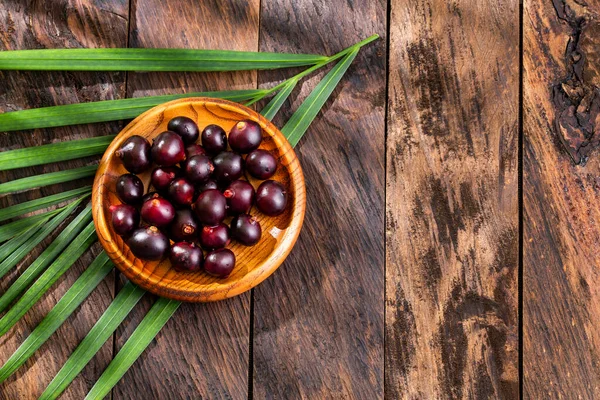 Čerstvé Organické Acai Bobule Euterpe Oleracea — Stock fotografie