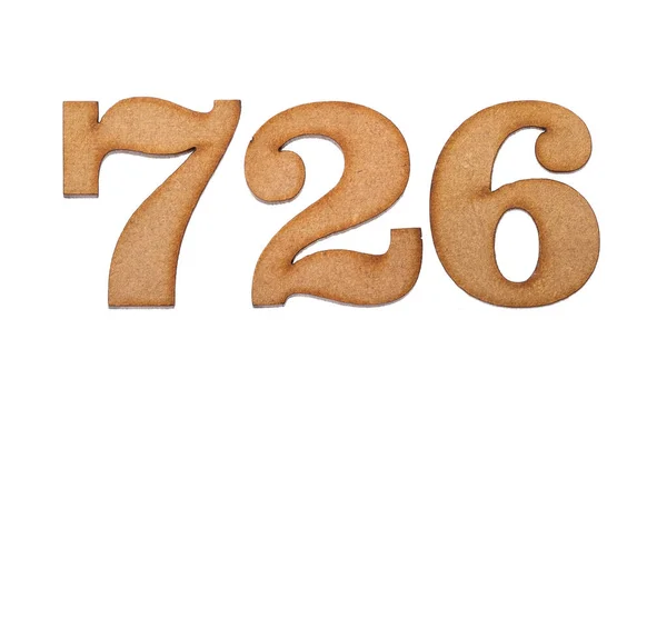 Numer 726 Kawałek Drewna Izolowany Białym Tle — Zdjęcie stockowe