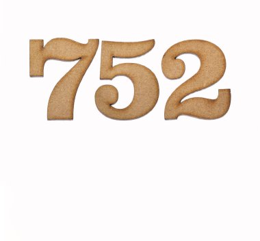 752 numara - Beyaz arkaplanda izole edilmiş bir tahta parçası