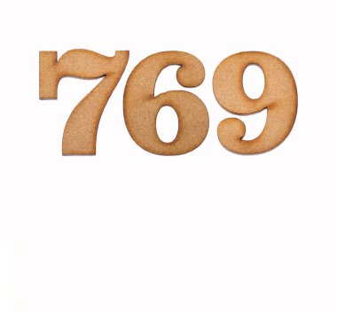 Tahtadan 769 numara, beyaz arka planda izole edilmiş.