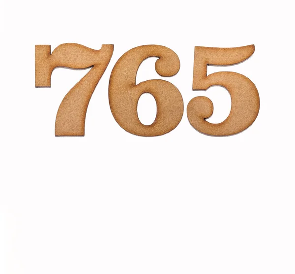 Nummer 765 Hout Geïsoleerd Witte Achtergrond — Stockfoto