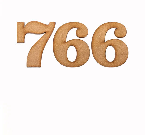 Nummer 766 Stuk Hout Geïsoleerd Witte Achtergrond — Stockfoto