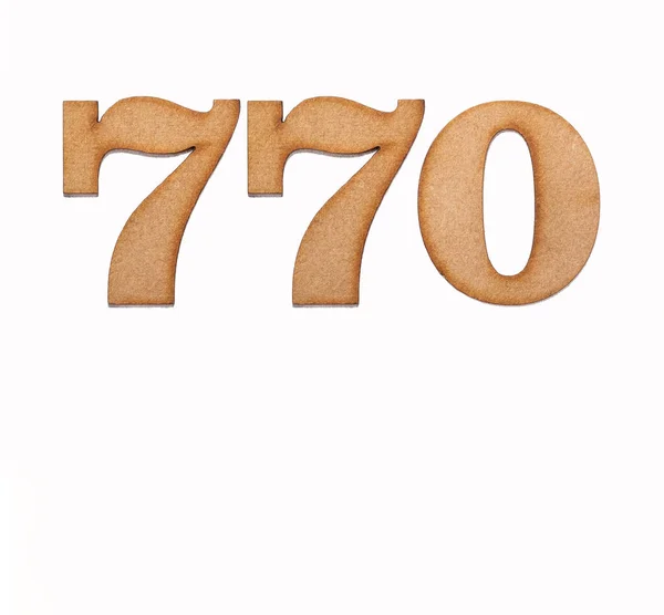 Nummer 770 Stuk Hout Geïsoleerd Witte Ondergrond — Stockfoto