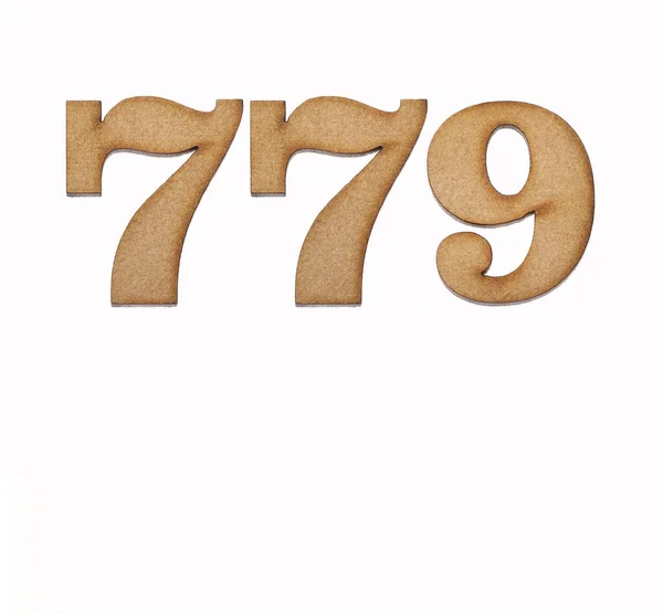 Nummer 779 Hout Geïsoleerd Witte Achtergrond — Stockfoto