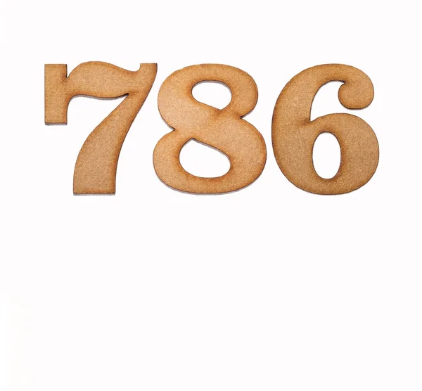 Number 786 Piece Wood Isolated White Background — Stock Photo, Image