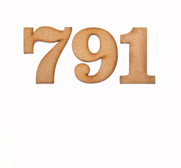 Nummer 791 Hout Geïsoleerd Witte Achtergrond — Stockfoto