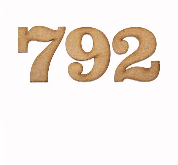 Nummer 792 Stuk Hout Geïsoleerd Witte Achtergrond — Stockfoto