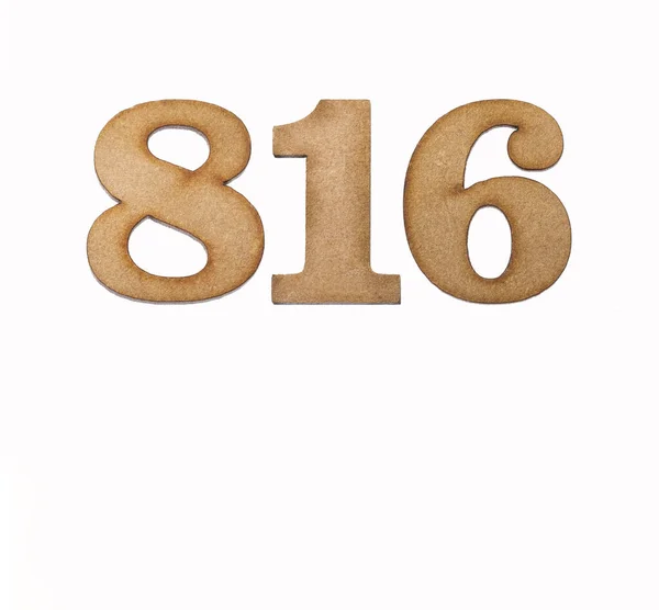 Number 816 Piece Wood Isolated White Background — Stock Photo, Image