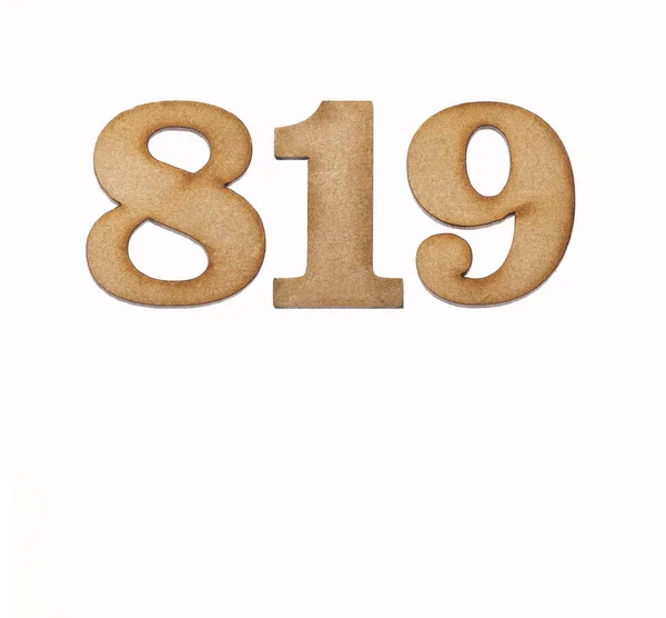 Number 819 Wood Isolated White Background — Stock Photo, Image