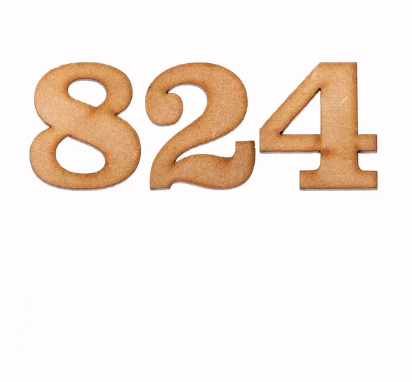 Number 824 Piece Wood Isolated White Background — Stock Photo, Image