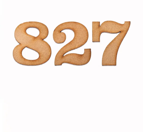 Number 827 Wood Isolated White Background — Stock Photo, Image