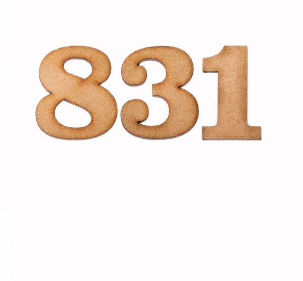Number 831 Wood Isolated White Background — Stock Photo, Image