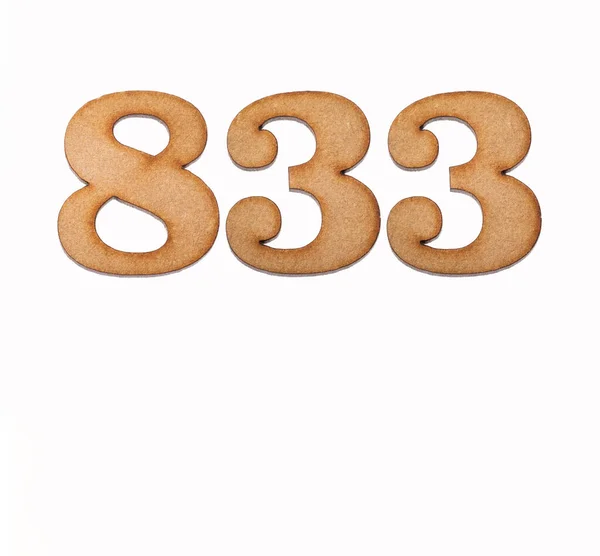 Number 833 Wood Isolated White Background — Stock Photo, Image