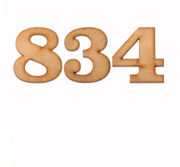 Number 834 Piece Wood Isolated White Background — Stock Photo, Image