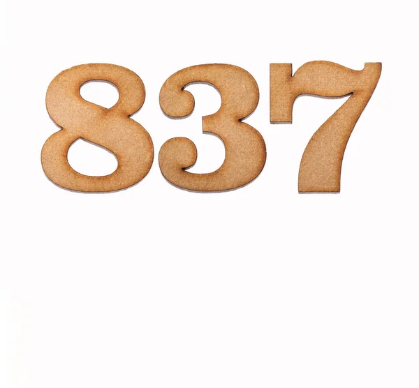 Number 837 Wood Isolated White Background — Stock Photo, Image