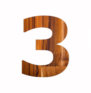 3 Numara (üç) Eski Ahşap Arkaplan - İzole edilmiş Beyaz