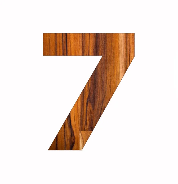 Number Seven Vintage Wood Background Isolated White — Stock Photo, Image