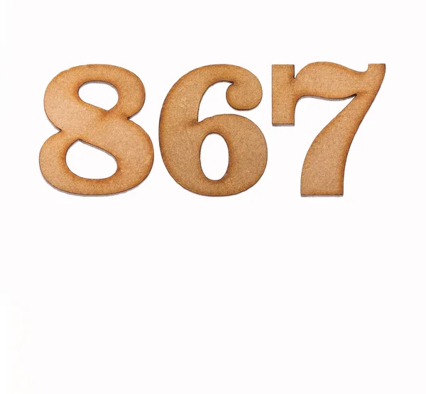 Number 867 Wood Isolated White Background — Stock Photo, Image