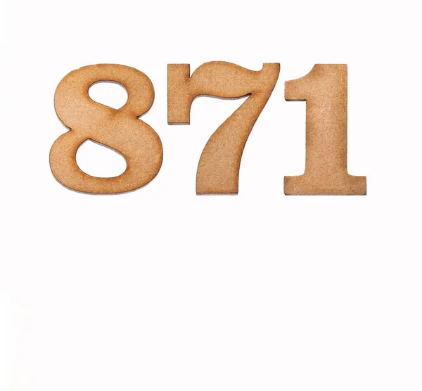 Nummer 871 Hout Geïsoleerd Witte Achtergrond — Stockfoto