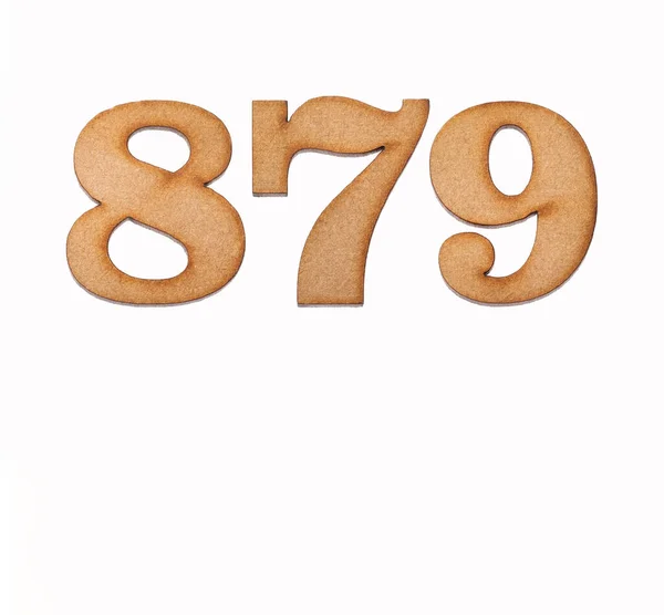 Number 879 Wood Isolated White Background — Stock Photo, Image