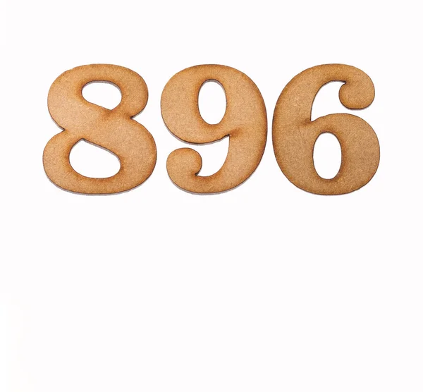 Number 896 Piece Wood Isolated White Background — Stock Photo, Image