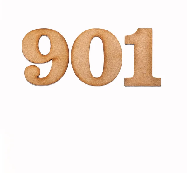 901 Szám Fában Fehér Alapon Izolálva — Stock Fotó