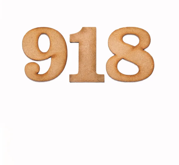 Number 918 Piece Wood Isolated White Background — Stock Photo, Image