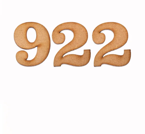 Number 922 Piece Wood Isolated White Background — Stock Photo, Image