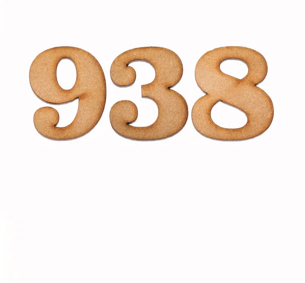 Number 938 Piece Wood Isolated White Background — Stock Photo, Image