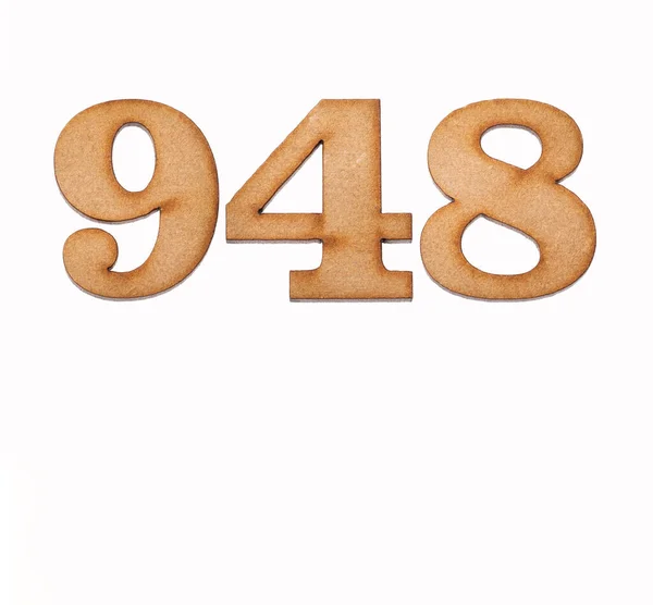 Number 948 Piece Wood Isolated White Background — Stock Photo, Image