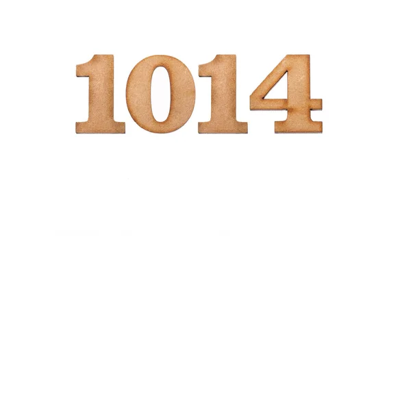 Nummer 1014 Stuk Hout Geïsoleerd Witte Achtergrond — Stockfoto