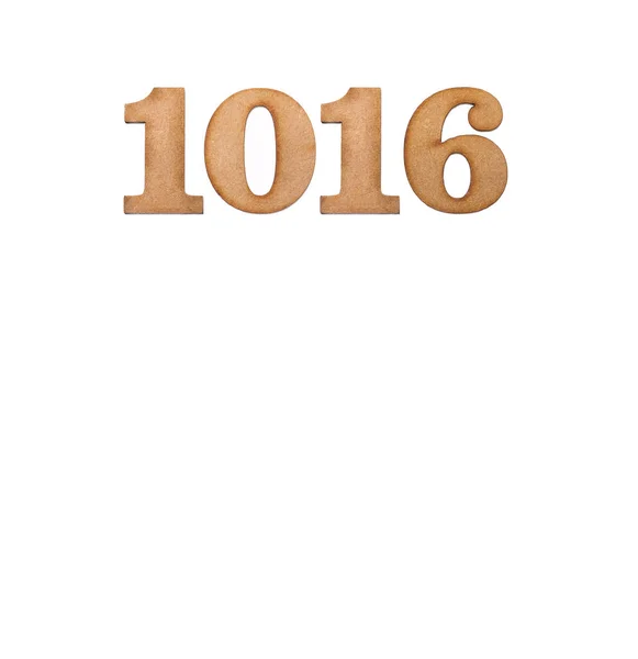 Číslo 1016 Kus Dřeva Izolovaný Bílém Pozadí — Stock fotografie