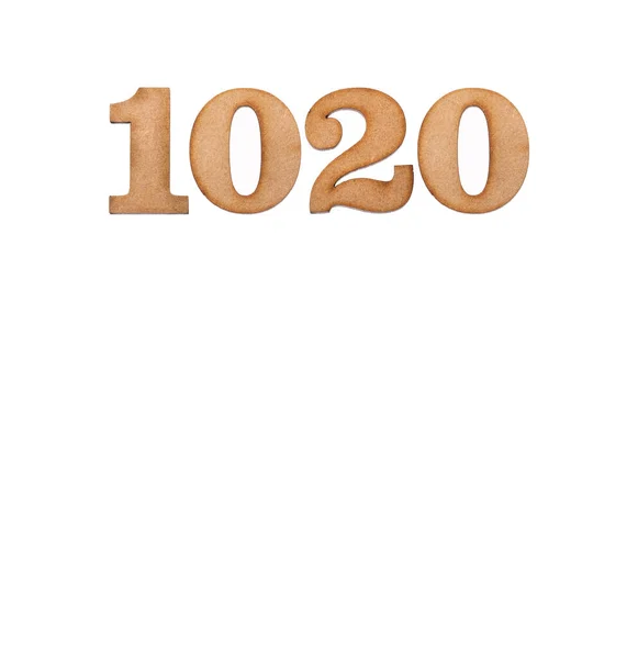 Nummer 1020 Träbit Isolerad Vit Bakgrund — Stockfoto