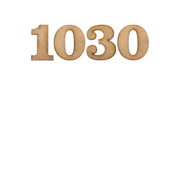 Nummer 1030 Stuk Hout Geïsoleerd Witte Achtergrond — Stockfoto