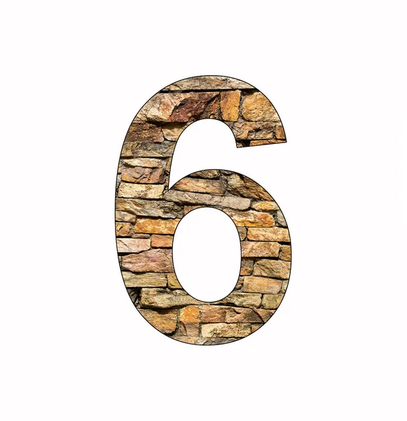 Numer Sześć Cyfr Rustykalnym Tle Kamienia — Zdjęcie stockowe