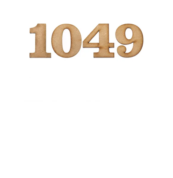 Numer 1049 Drewnie Izolowany Białym Tle — Zdjęcie stockowe
