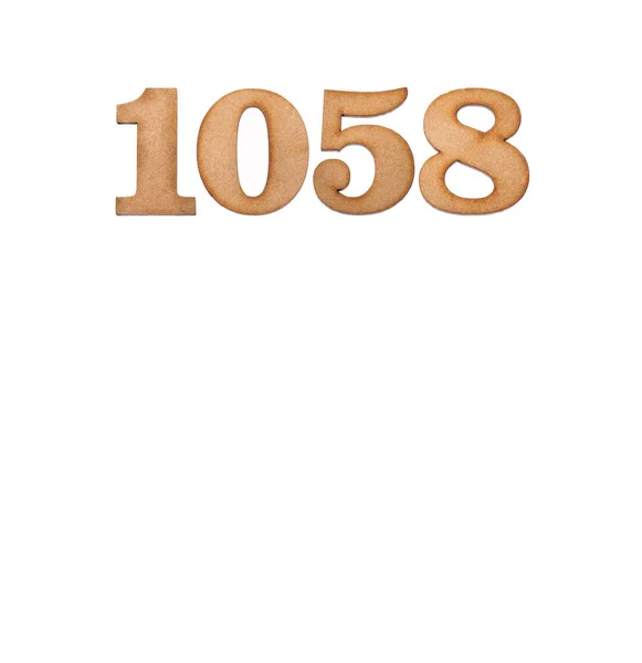 Número 1058 Pieza Madera Aislada Sobre Fondo Blanco —  Fotos de Stock