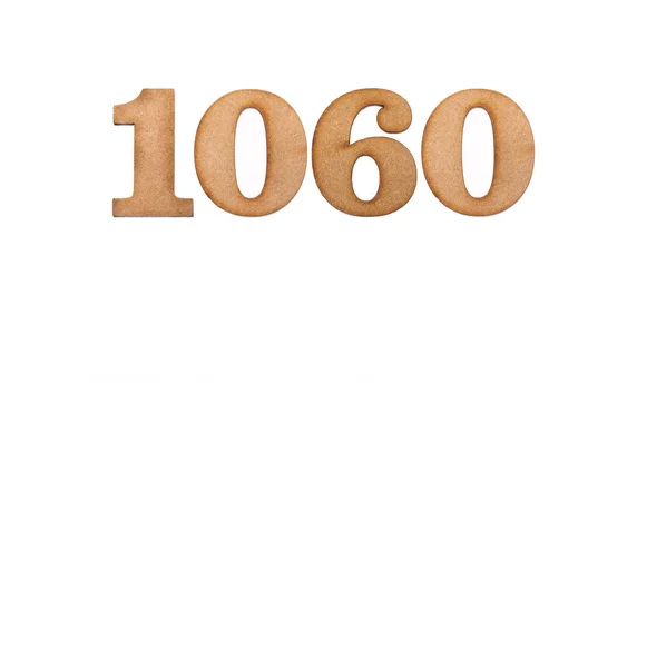 Number 1060 Piece Wood Isolated White Background — Stock Photo, Image