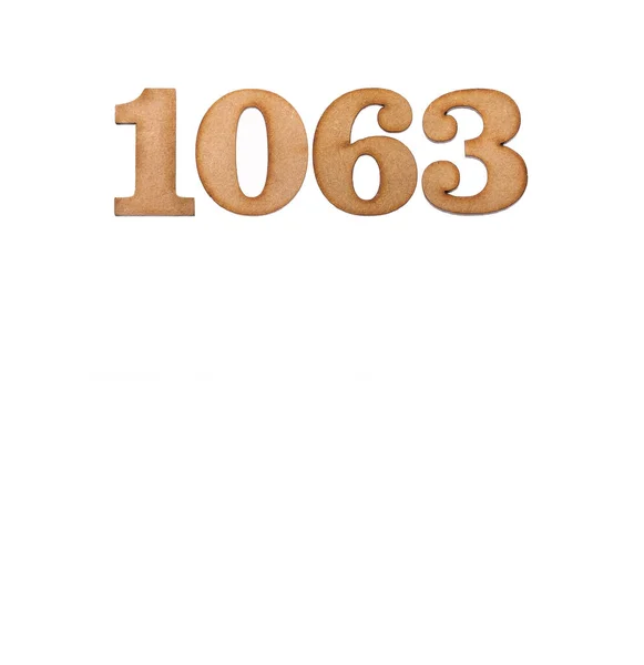 Número 1063 Madera Aislado Sobre Fondo Blanco —  Fotos de Stock