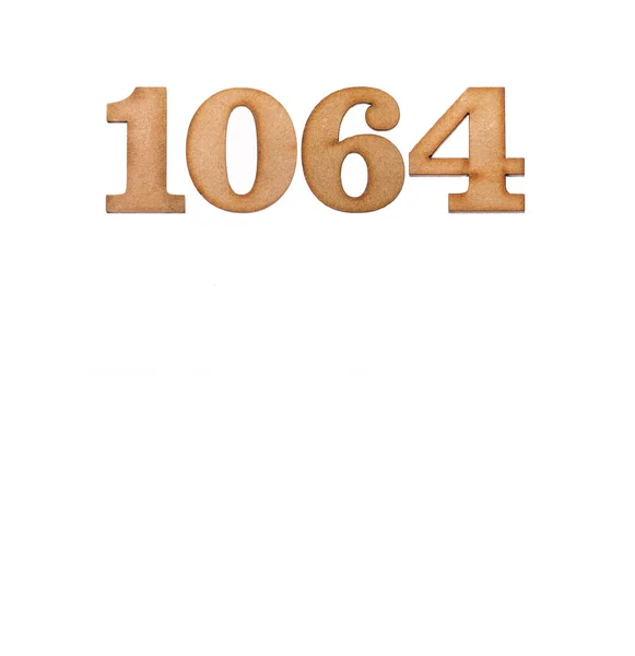 Number 1064 Piece Wood Isolated White Background — Stock Photo, Image