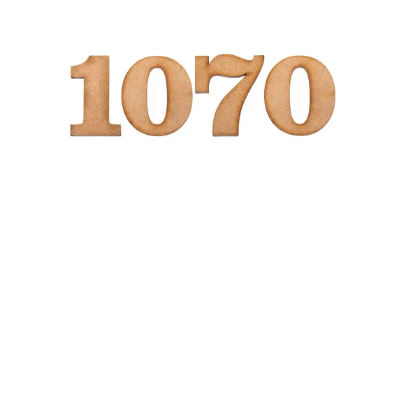 Αριθμός 1070 Κομμάτι Ξύλου Που Απομονώνεται Λευκό Φόντο — Φωτογραφία Αρχείου