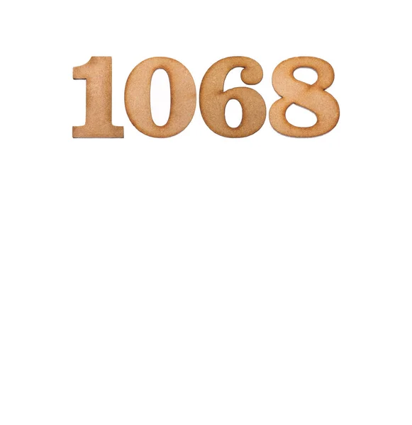 Number 1068 Piece Wood Isolated White Background — 스톡 사진