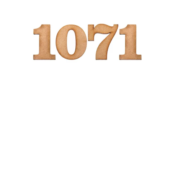 Number 1071 Wood Isolated White Background — Stock Photo, Image