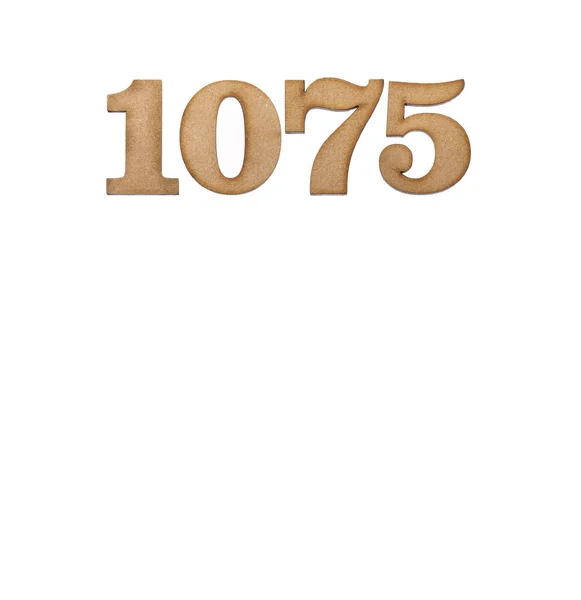 Numer 1075 Drewnie Izolowany Białym Tle — Zdjęcie stockowe