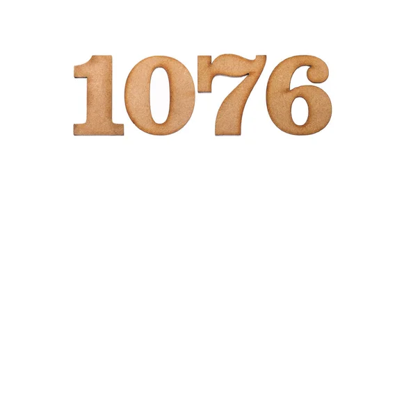 Number 1076 Piece Wood Isolated White Background — Stock Photo, Image