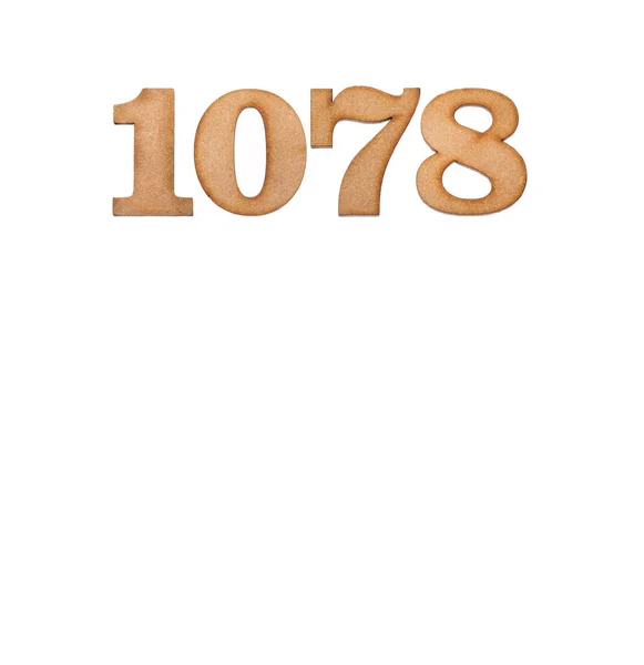 Номер 1078 Кусок Дерева Изолирован Белом Фоне — стоковое фото