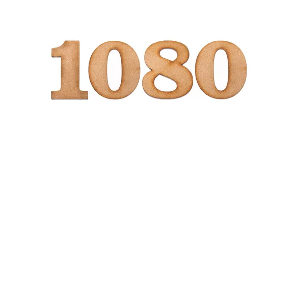 Número 1080 Pieza Madera Aislada Sobre Fondo Blanco —  Fotos de Stock