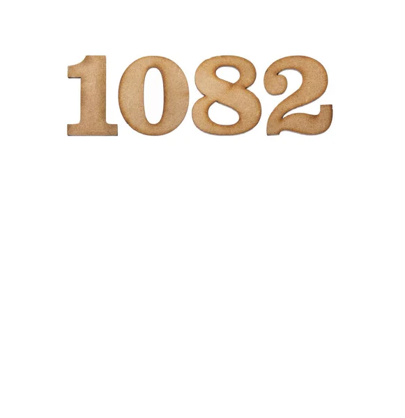 Número 1082 Pieza Madera Aislada Sobre Fondo Blanco — Foto de Stock