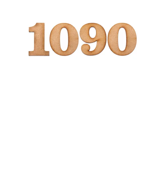 Nummer 1090 Stuk Hout Geïsoleerd Witte Achtergrond — Stockfoto